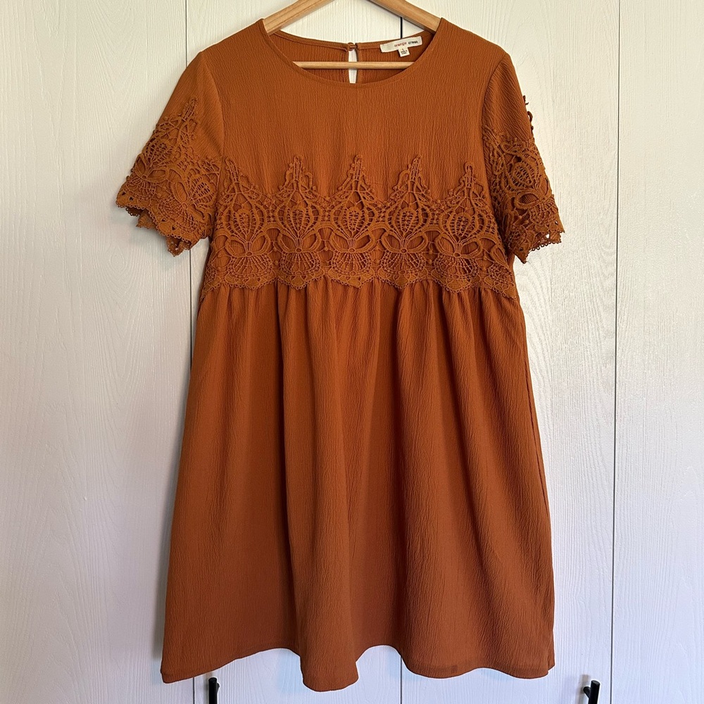 Orange Creek, Rust Orange Lace Dress